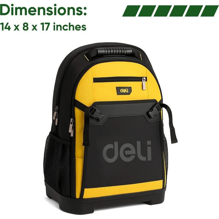 DELI Σακίδιο Εργαλείων 17 Ιντσών με Σκληρό Κέλυφος Κίτρινο Μαύρο