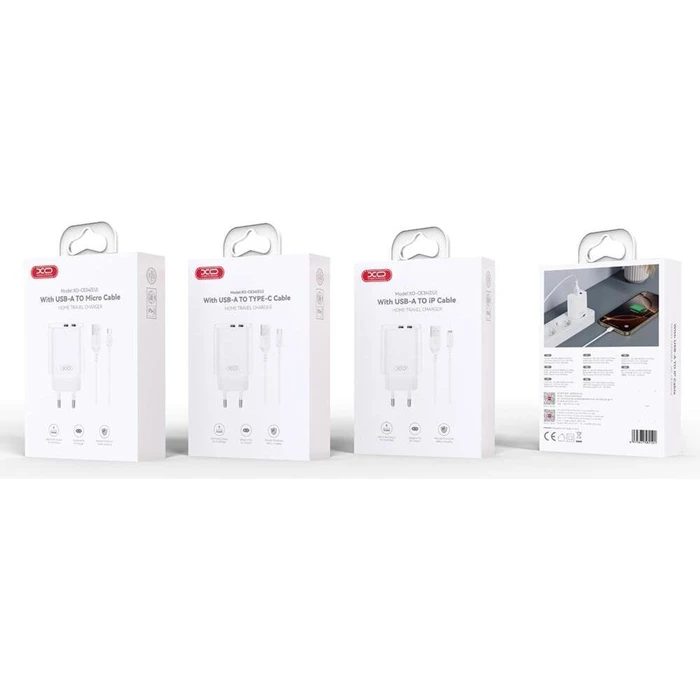 XO USB Chargers Dual USB-A 2.4A Charger CE34 EU White