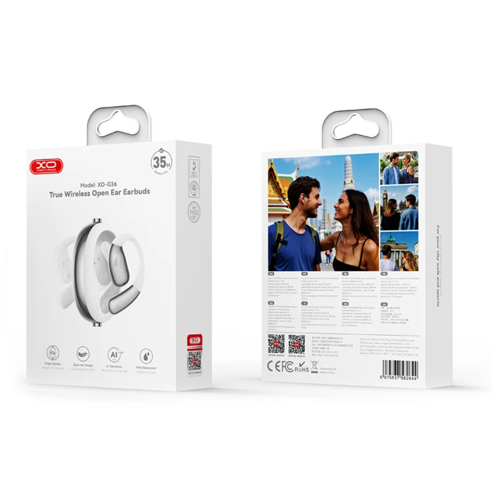 XO Bluetooth Handsfree G36 White Color Ear Hook AI Translation Headphones