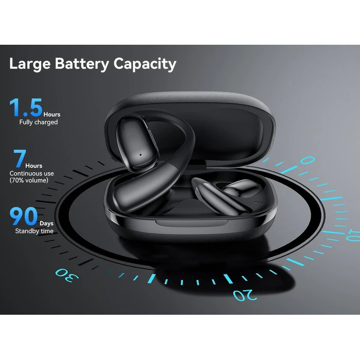 XO Bluetooth Handsfree Ear Hook Headphones with AI Technology G37 Leather Black Color