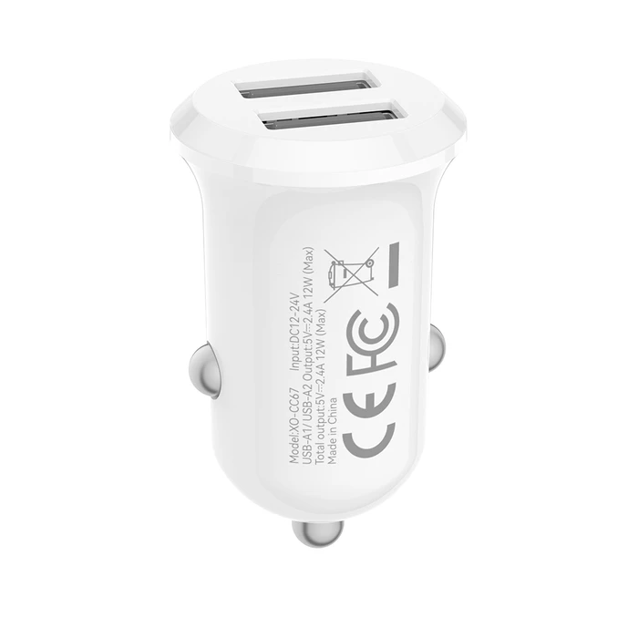 XO CC67 Mini Smart Dual USB Car Charger 2.4A