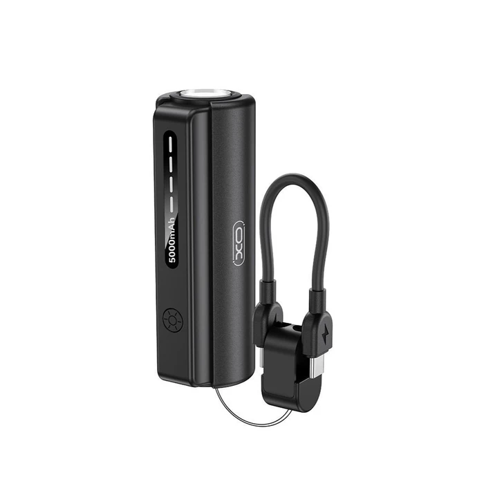 XO Powerbank PR281 Mini 5000mAh με Ενσωματωμένο Φακό και Καλώδιο Φόρτισης Type-C
