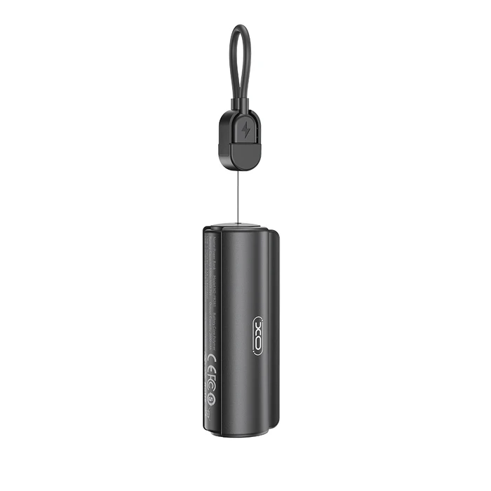 XO Powerbank PR281 Mini 5000mAh με Ενσωματωμένο Φακό και Καλώδιο Φόρτισης Type-C