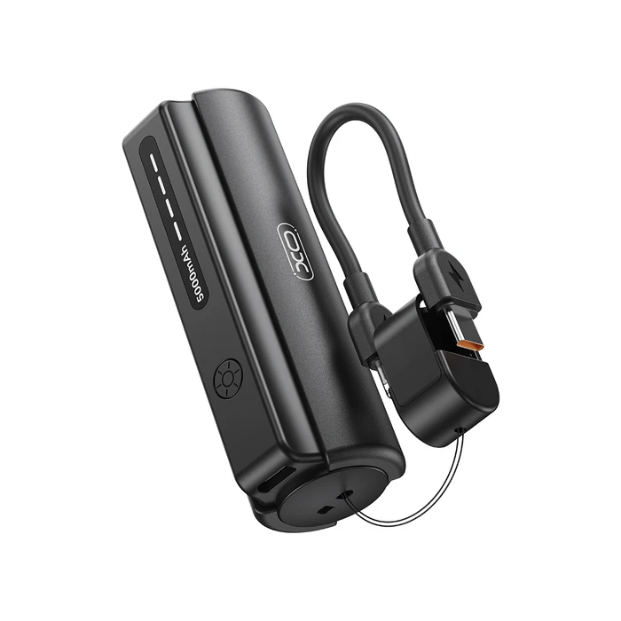 XO Powerbank PR281 Mini 5000mAh με Ενσωματωμένο Φακό και Καλώδιο Φόρτισης Type-C