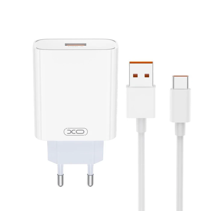 Default XO L164 Universal Charger 120W with USB-A and Detachable USB-A to USB-C Cable White