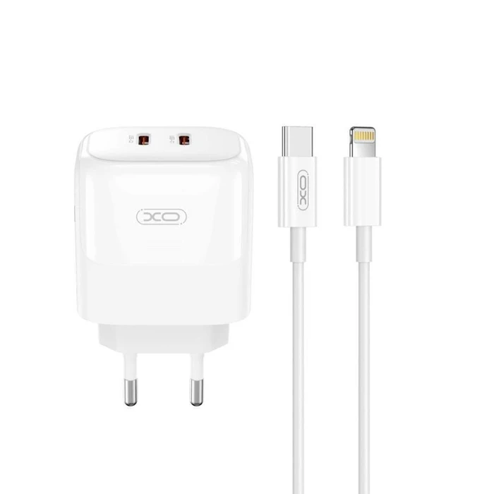 Default XO L164 Universal Charger 120W with USB-A and Detachable USB-A to USB-C Cable White