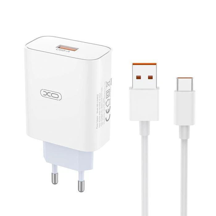 Default XO L164 Universal Charger 120W with USB-A and Detachable USB-A to USB-C Cable White