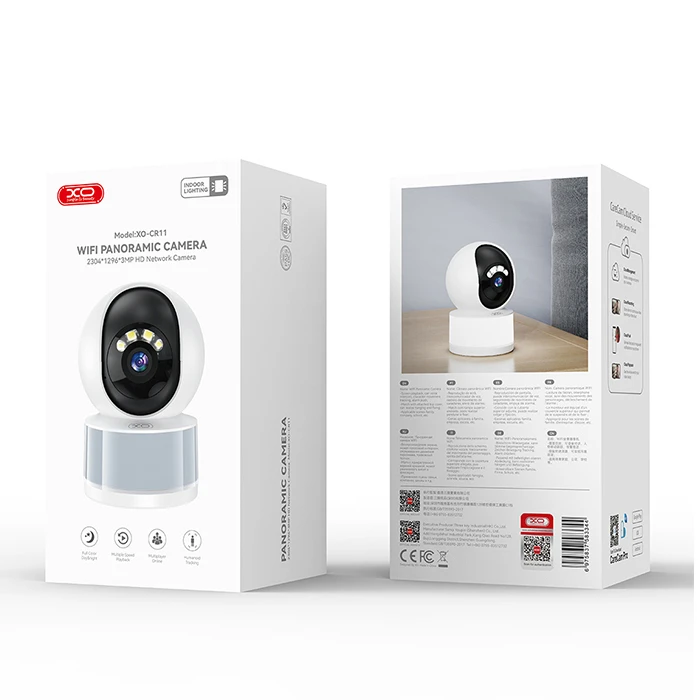 XO CR11 Wi-Fi Indoor Security Camera 3MP Pan Tilt LED White