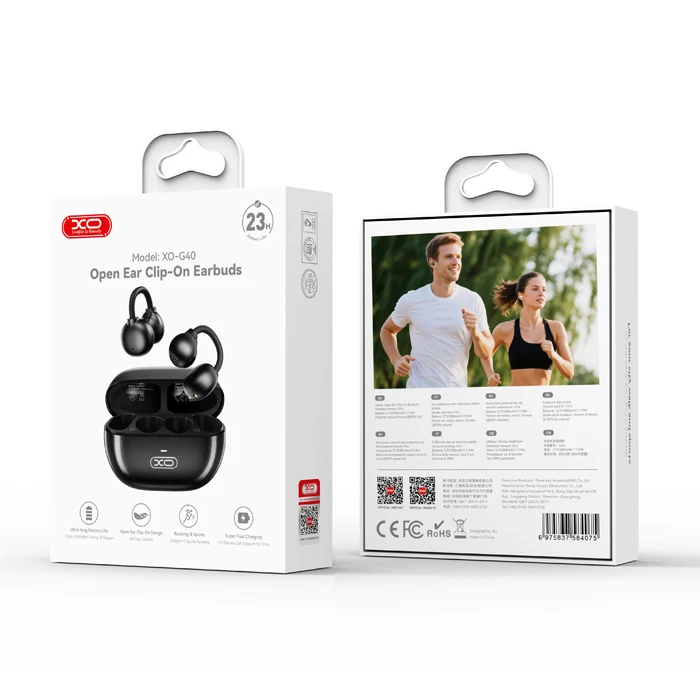 XO Open Ear Bluetooth Headset with Charging Case G40 Pearl Black