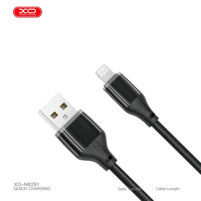 XO Καλώδιο Φόρτισης Και Μεταφοράς Δεδομένων Lightning NB291 Braided 6A Μαύρο