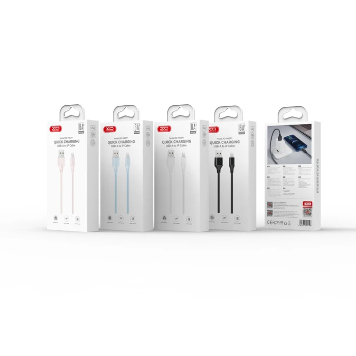 XO Καλώδιο Φόρτισης και Μεταφοράς Δεδομένων USB A σε Lightning Πλεκτό 6A Μπλε 1m