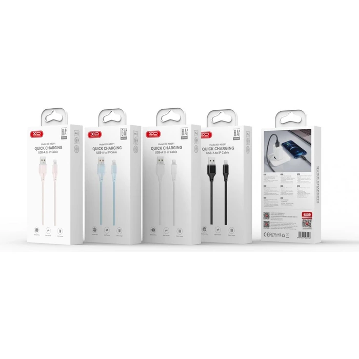 XO Καλώδιο Φόρτισης και Μεταφοράς Δεδομένων USB A σε Lightning Πλεκτό 6A Μπλε 1m