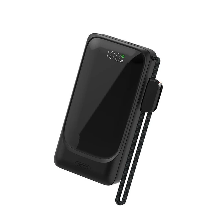 XO Power Bank 10000mAh with 2 USB Ports EU Plug and Built in Type C Cable