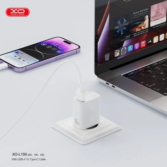 XO Charger USB A 18W White XO L159 EU QC3 0