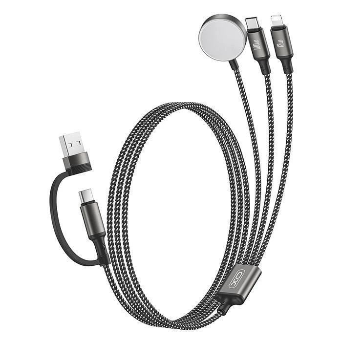 XO USB Cable High Speed A and Type C Male to Lightning USB Type C and Magnetic Charger 120m Black