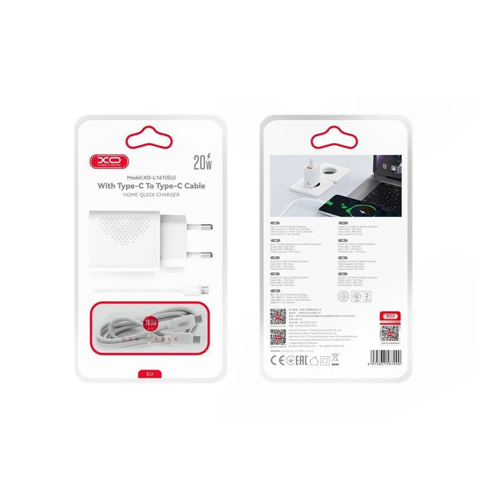 XO Universal Charger with 2 Outputs PD20W QC18W with Type C Cable