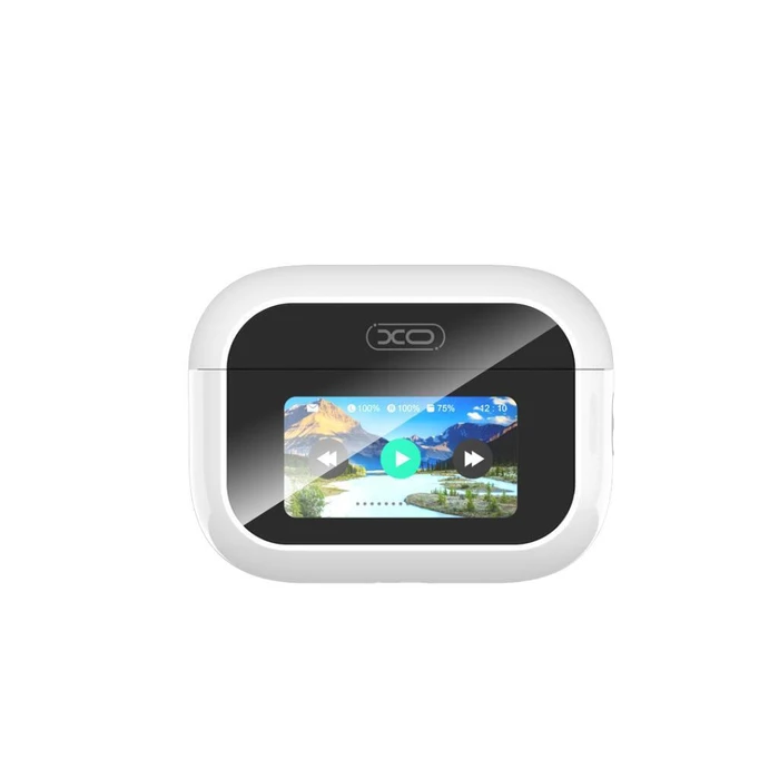 XO Ακουστικά Bluetooth handsfree με θήκη φόρτισης και οθόνη λευκά