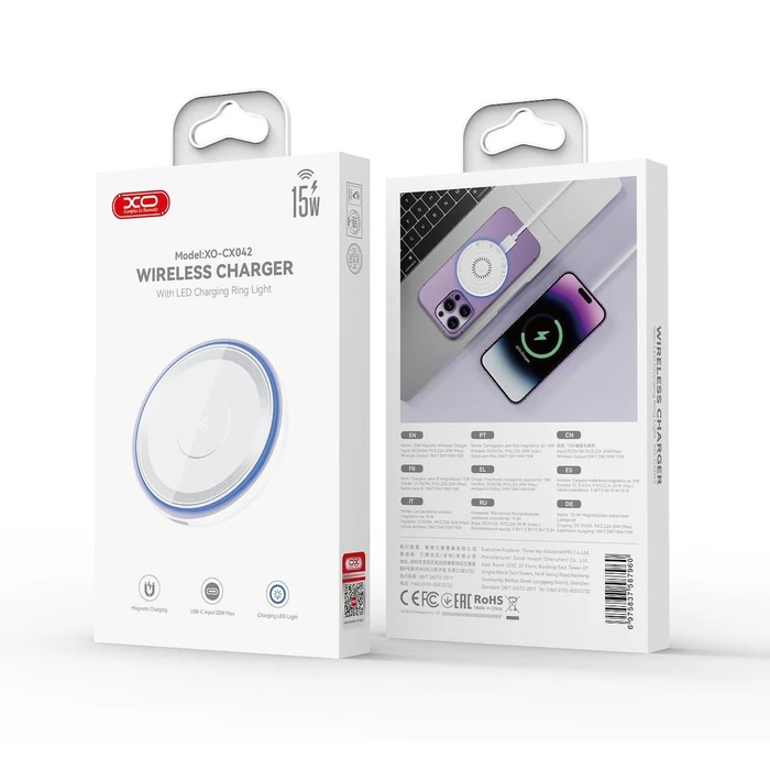 XO Φορτιστής Ασύρματος Μαγνητικός 15W με Μπλε LED Φως Φόρτισης CX042