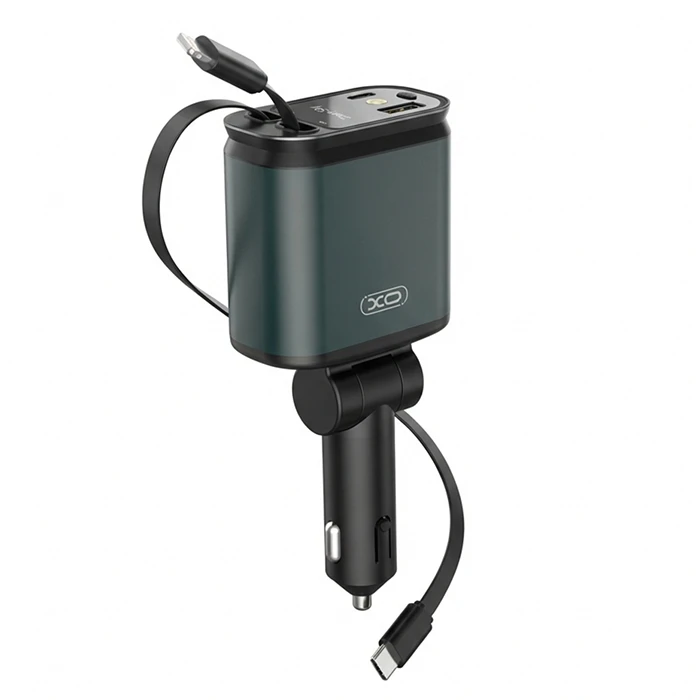 XO Φορτιστής αυτοκινήτου CC63 B1 45W με 2 εξόδους και 2 ενσωματωμένα καλώδια