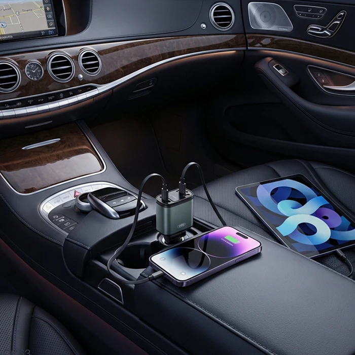 XO Φορτιστής αυτοκινήτου CC63 B1 45W με 2 εξόδους και 2 ενσωματωμένα καλώδια