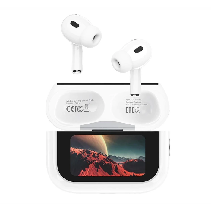 XO Ακουστικά XO X48 Smart TWS 5ης Γενιάς ANC με Οθόνη Λευκά