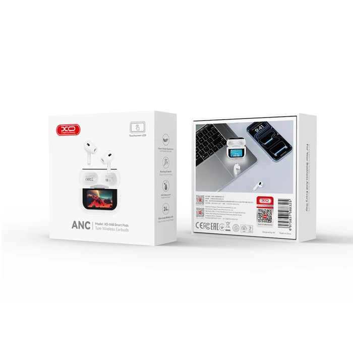 XO Ακουστικά XO X48 Smart TWS 5ης Γενιάς ANC με Οθόνη Λευκά