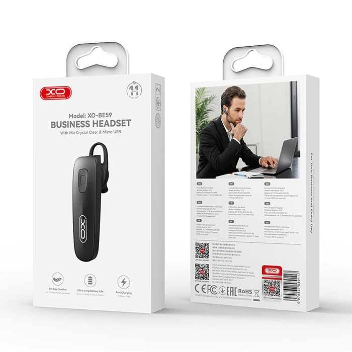 XO Bluetooth In Ear Headset BE59 Black