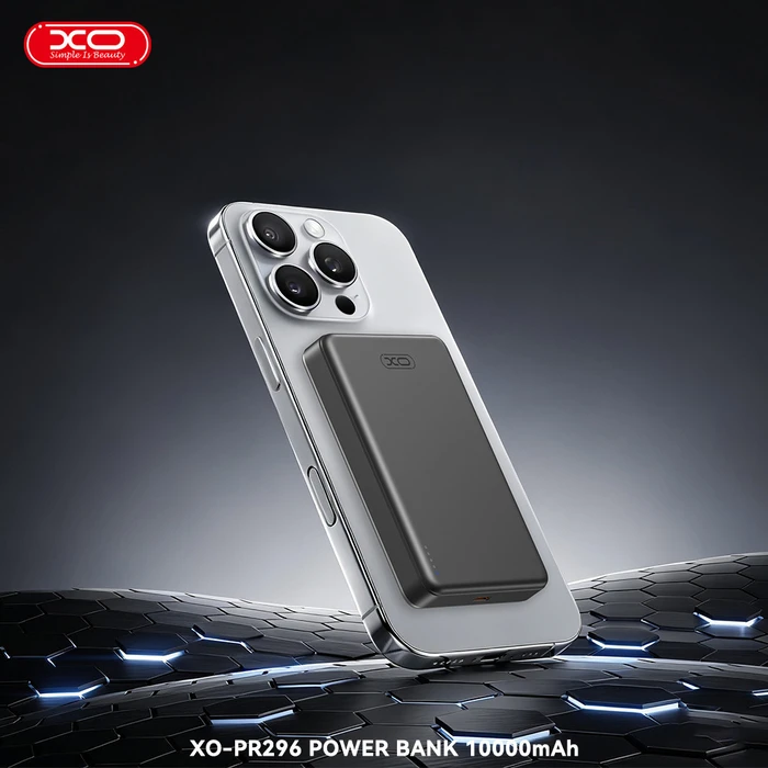XO Powerbank Ταχείας Φόρτισης Μεταλλικό με Μαγνήτη 10000mAh Γκρι PR296
