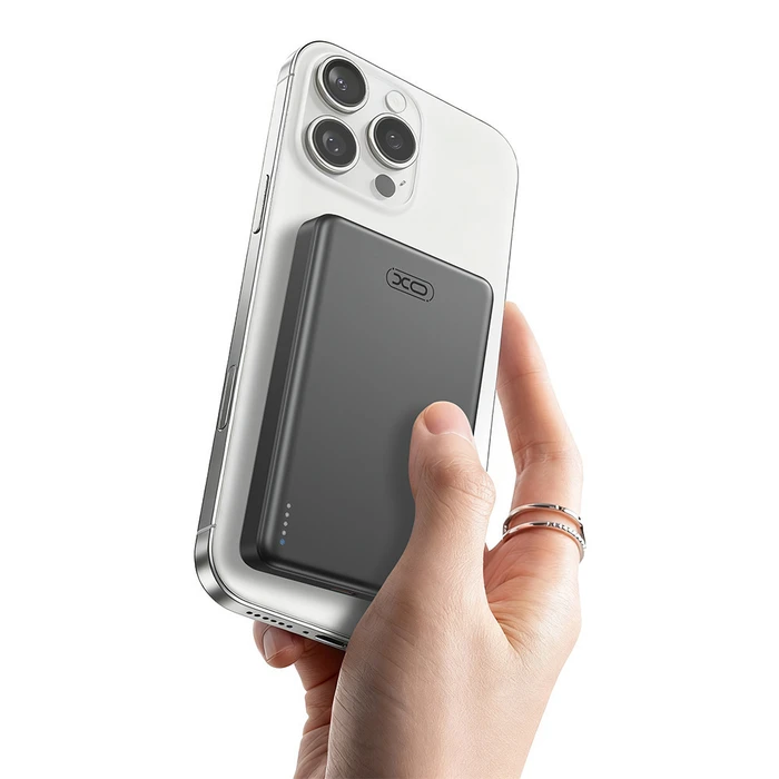 XO Powerbank Ταχείας Φόρτισης Μεταλλικό με Μαγνήτη 10000mAh Γκρι PR296