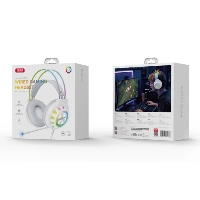 XO GE10 Wired RGB Gaming Headset with Microphone - White