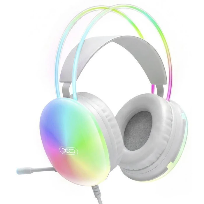 XO GE11 Wired Gaming Headset with RGB Lighting & Microphone - White