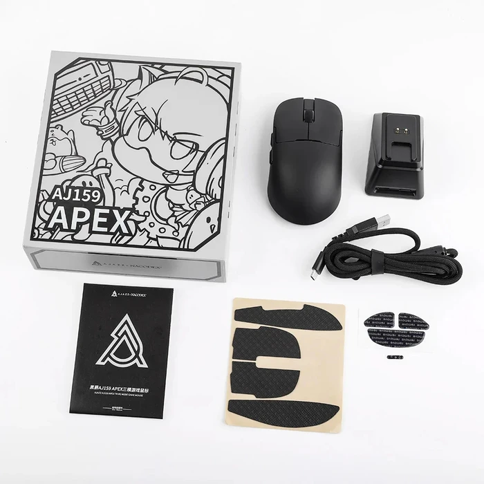 Ασύρματο ποντίκι AJAZZ AJ159 APEX-3 Model-3950-8K με dock φόρτισης, Μαύρο