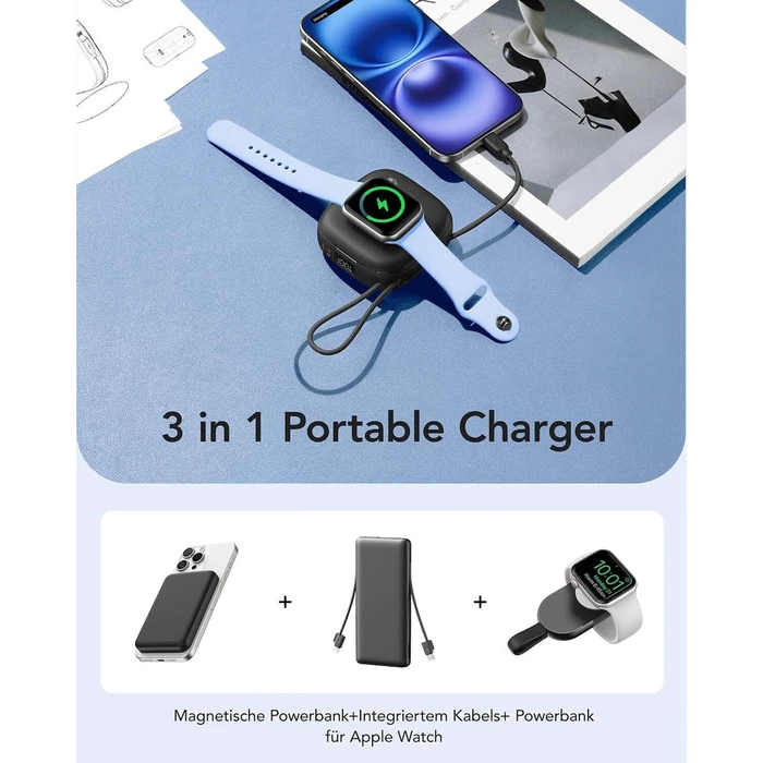 CHARMAST W1205 MagSafe Power Bank 10000mAh 20W Black