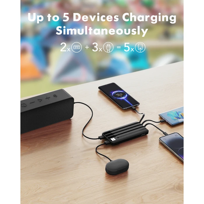 Charmast W2065 Power Bank 20000mAh 20W με 2 Θύρες USB-A και Θύρα USB-C Quick Charge Μαύρο