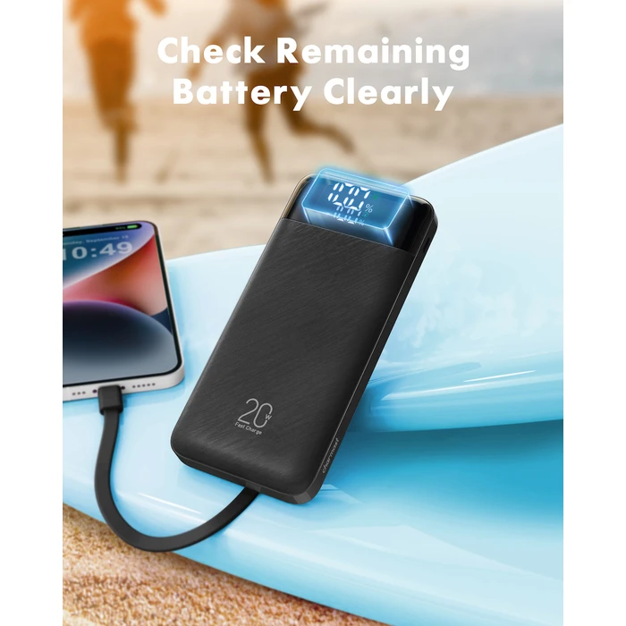 Charmast W2065 Power Bank 20000mAh 20W με 2 Θύρες USB-A και Θύρα USB-C Quick Charge Μαύρο