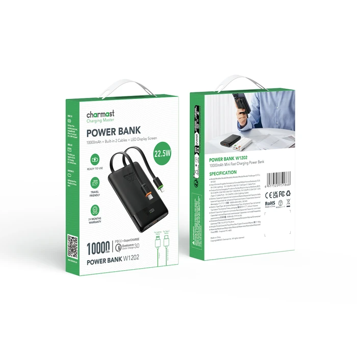 CHARMAST Powerbank W1202 10000mAh 22.5W Black
