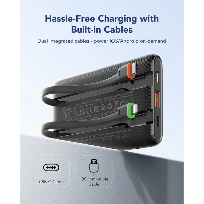 CHARMAST Powerbank W1202 10000mAh 22.5W Black