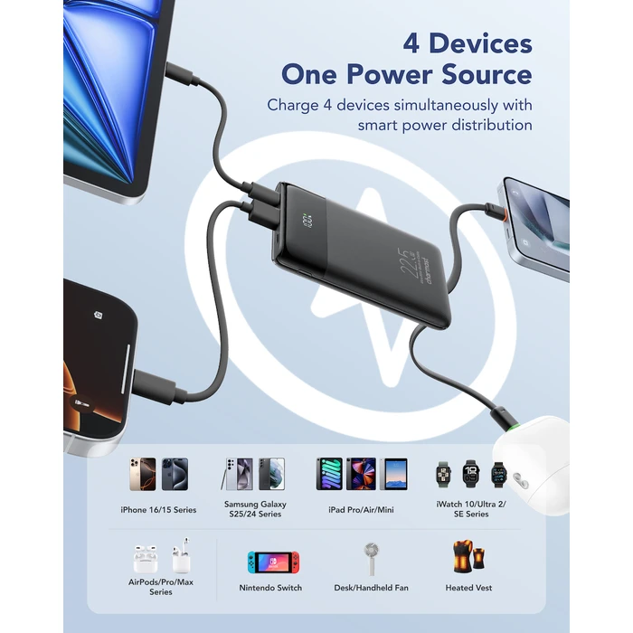 CHARMAST Powerbank W1202 10000mAh 22.5W Black