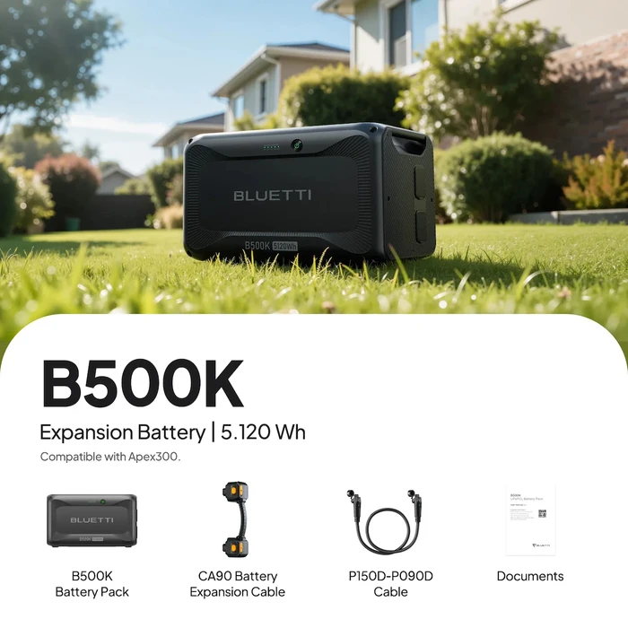 BLUETTI Expansion Battery B500K2 (P-B500K2-EU-GY-10) - 5120Wh LiFePO4, 12V