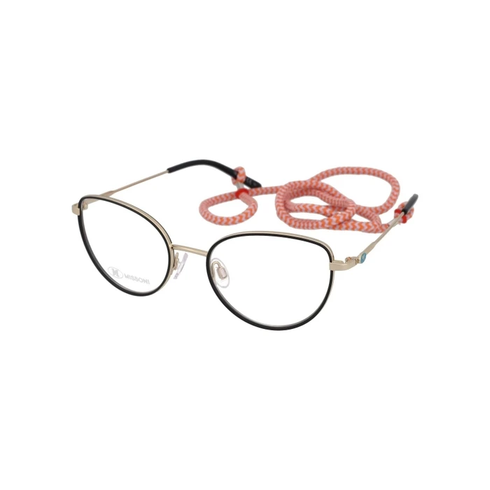 Γυναικείος σκελετός γυαλιών Missoni MMI 0061 2M2, cat-eye μεταλλικός, μαύρο/χρυσό