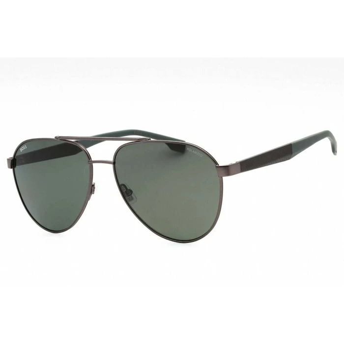BOSS Men's Aviator Sunglasses BOSS1485SMFK — Metal Frame, Green Polarized Lenses (60/15/145 mm)
