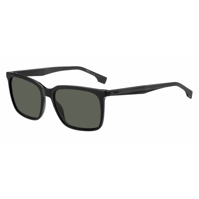 BOSS Men's Sunglasses BOSS 1579/S 807 — Black Acetate Frame, Green Polarized Lenses, 57/17/145 mm
