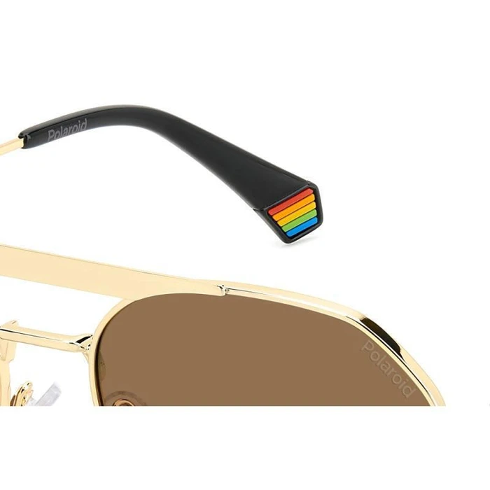Polaroid Unisex Sunglasses PLD6211/S/X J5G Aviator Gold Metal Frame Brown Lenses 57/17/145