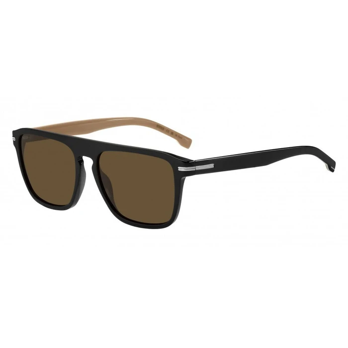 BOSS Men's Sunglasses BOSS1599S807 (56/17/145) Black Acetate Frame Brown Lenses