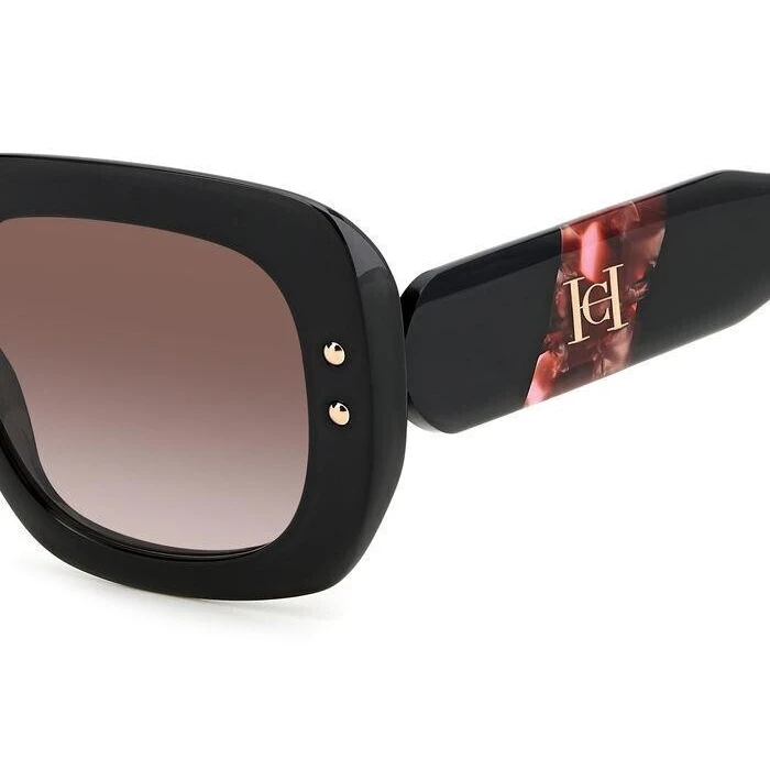 Carolina Herrera HER 0186/S GUU/HA Women's Sunglasses 52/22/145 Black Acetate, Brown Gradient Lenses (Category 2)
