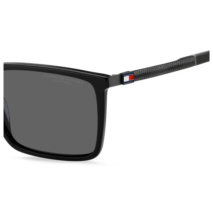 Tommy Hilfiger Men's Sunglasses TH-2077-S-807 Black Acetate Frame 55/19/145 Polarized Grey Lenses