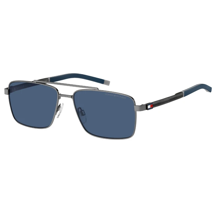 Tommy Hilfiger Men's Sunglasses TH-2078-S-R80 (58/16/145) - Grey Metal Frame, Blue Lenses, Category 3