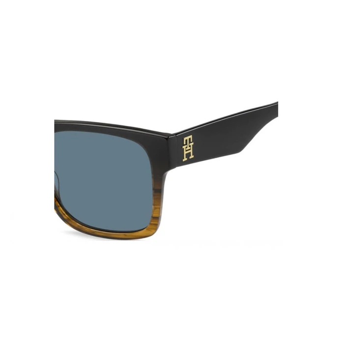 Tommy Hilfiger Women's Sunglasses TH-2118-S-37N — Black Acetate Frame with Blue Lenses, 53-20-140 mm, Category 3 UV400