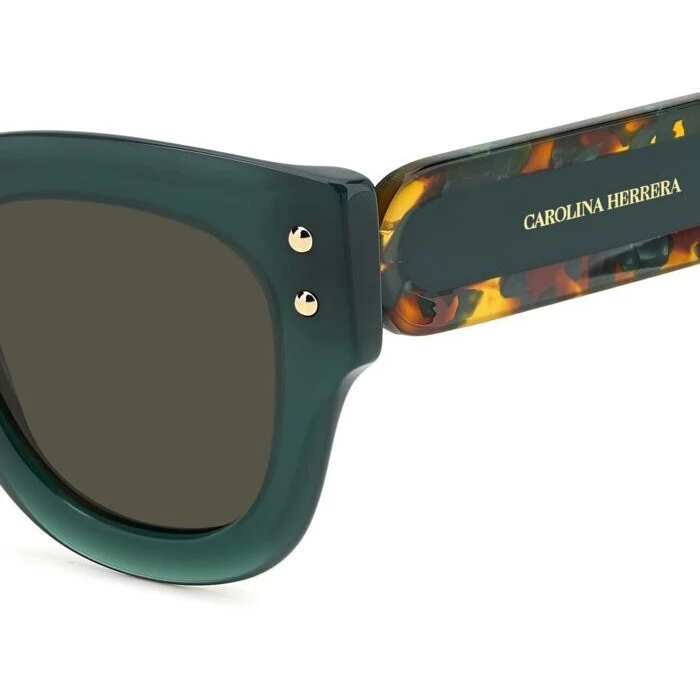 Carolina Herrera Women's Sunglasses HER 0222/S ACK/IR - Acetate Frame, Green/Tortoiseshell, Grey Lenses (47/26/145 mm)