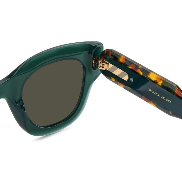 Carolina Herrera Women's Sunglasses HER 0222/S ACK/IR - Acetate Frame, Green/Tortoiseshell, Grey Lenses (47/26/145 mm)